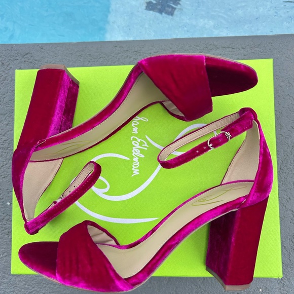 Sam Edelman Velvet Ankle-Strap Block Heel Sandals - Picture 4 of 13